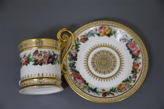 A Sevres cabinet cup and saucer, c.1822,